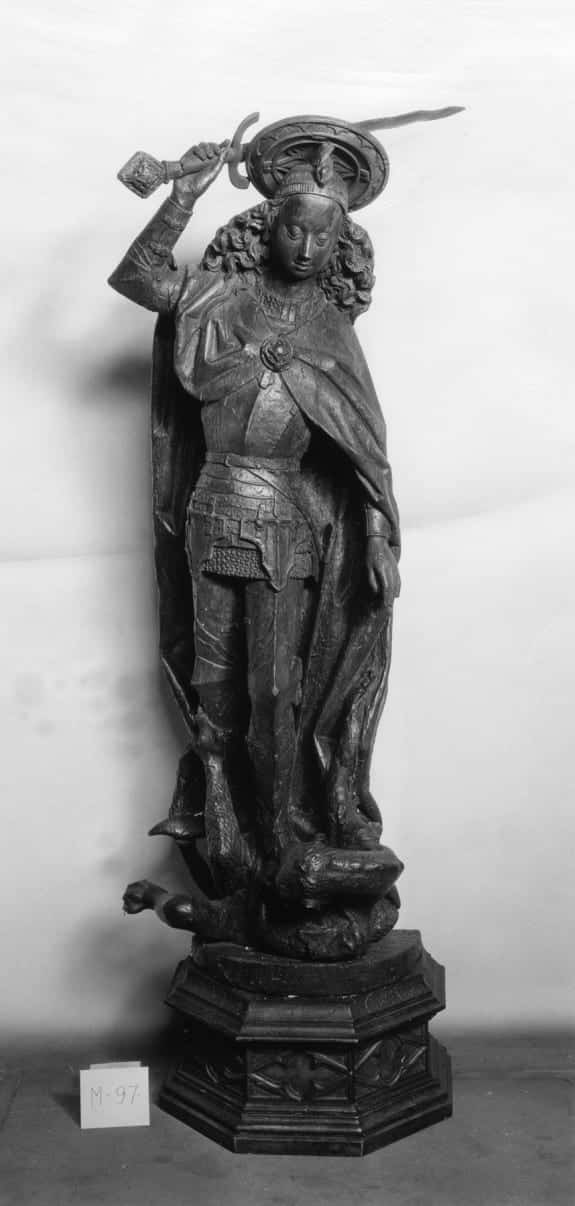 St Michael and the Dragon sculpture