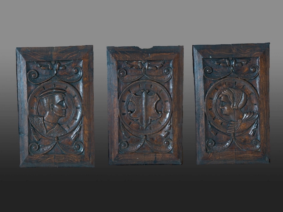 English renaissance oak portrait panels