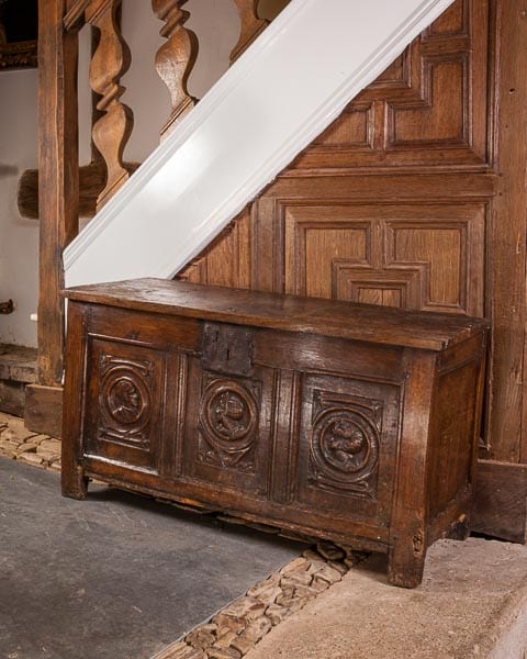 Henry VIII carved oak chest