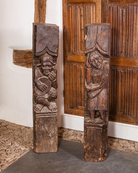 16th century pair of carved posts