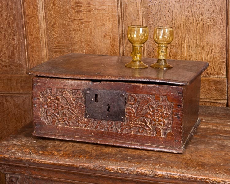 William and Mary carved oak box