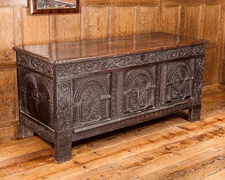 James I oak carved chest