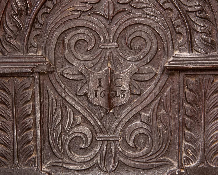James I oak carved chest