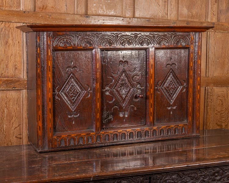 Charles II oak hanging cupboard
