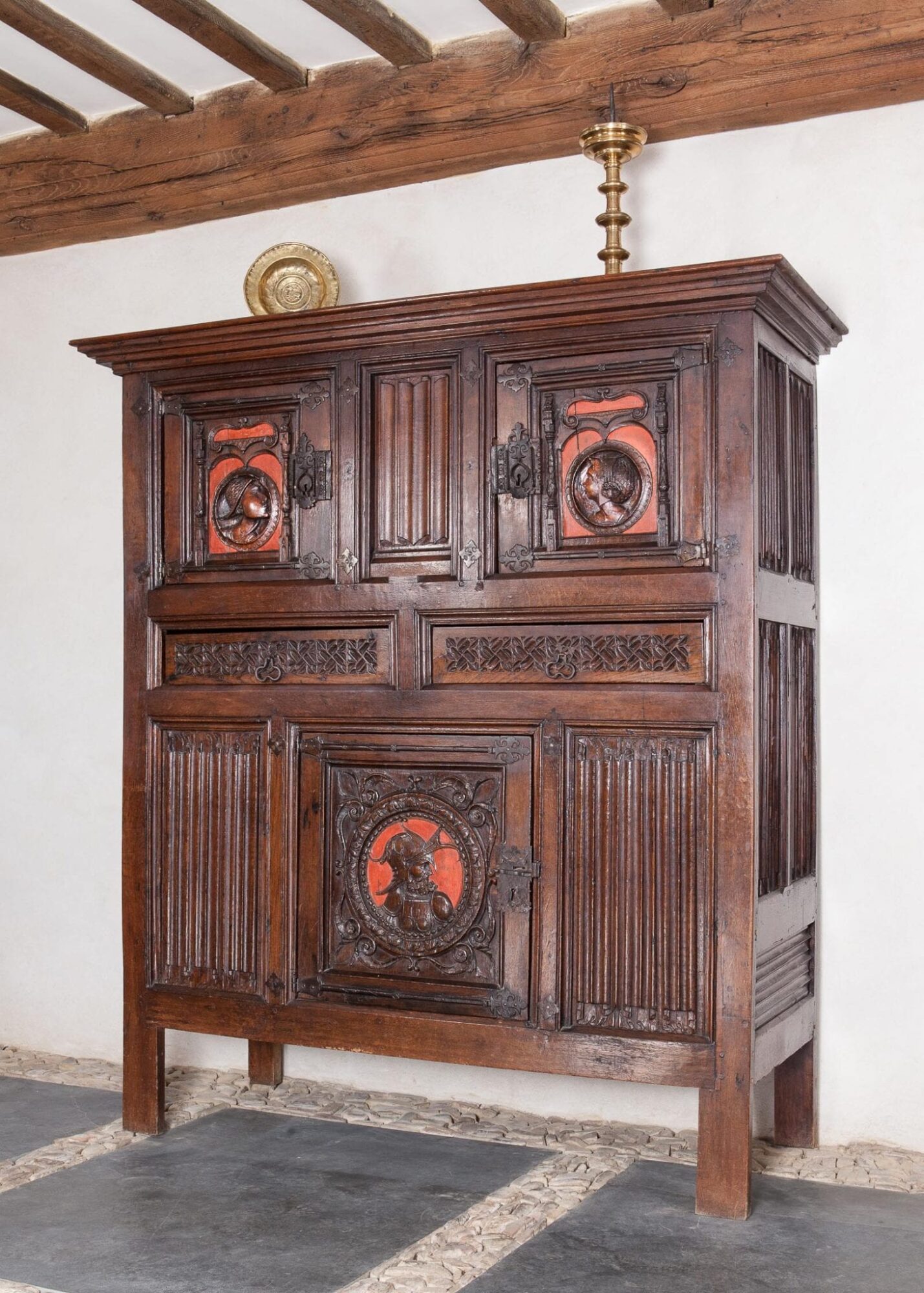 Early 16th century carved oak aumbry