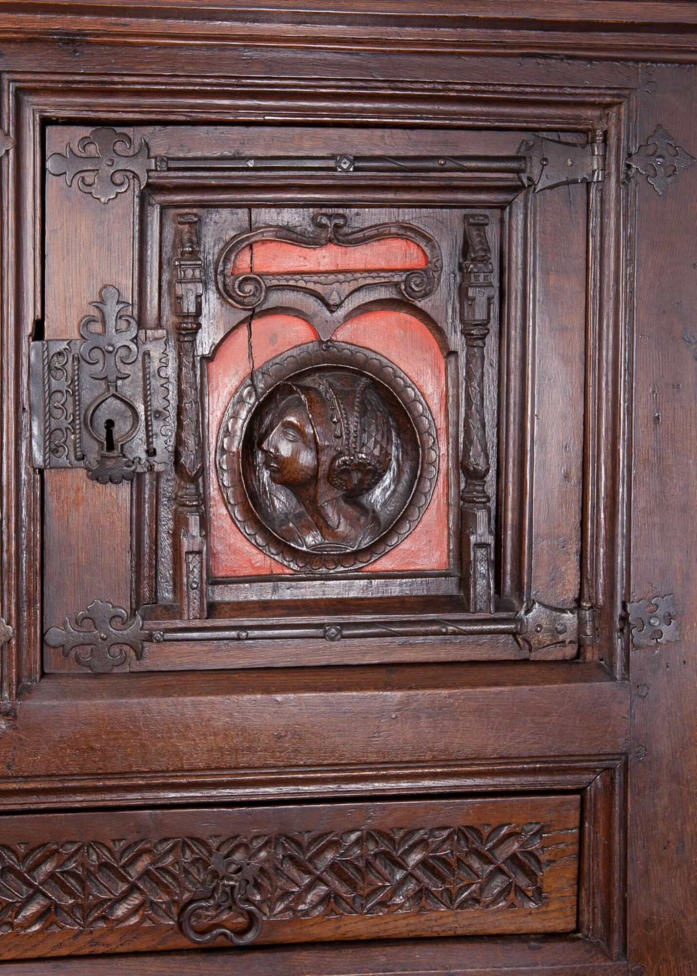 Early 16th century carved oak aumbry