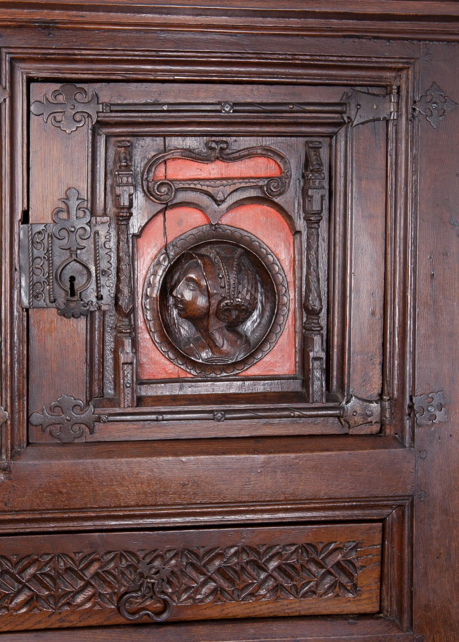 Early 16th century carved oak aumbry