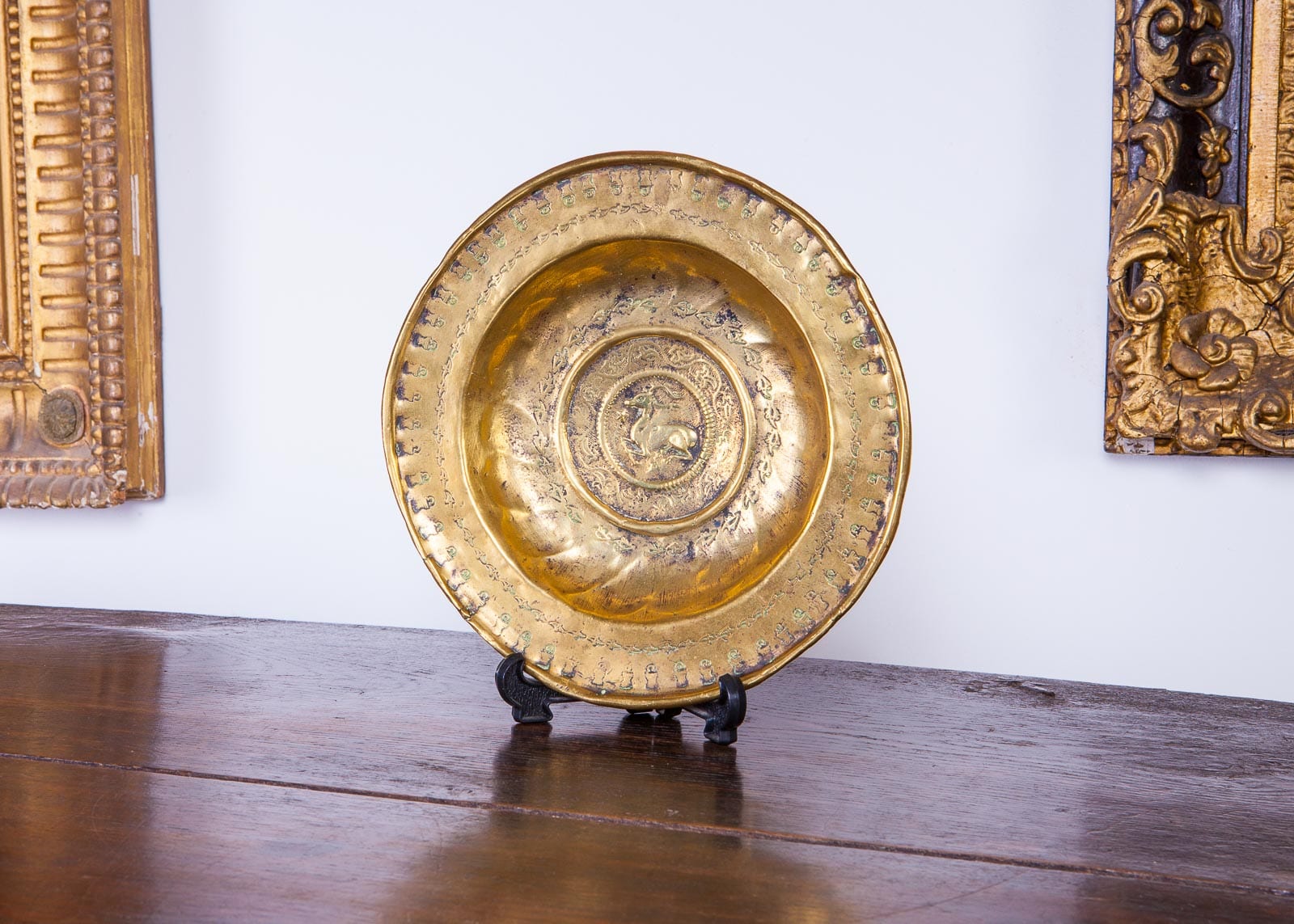 Gothic brass alms dish