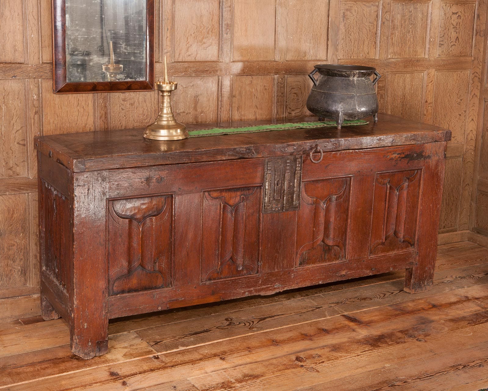 Henry VIII oak linenfold chest