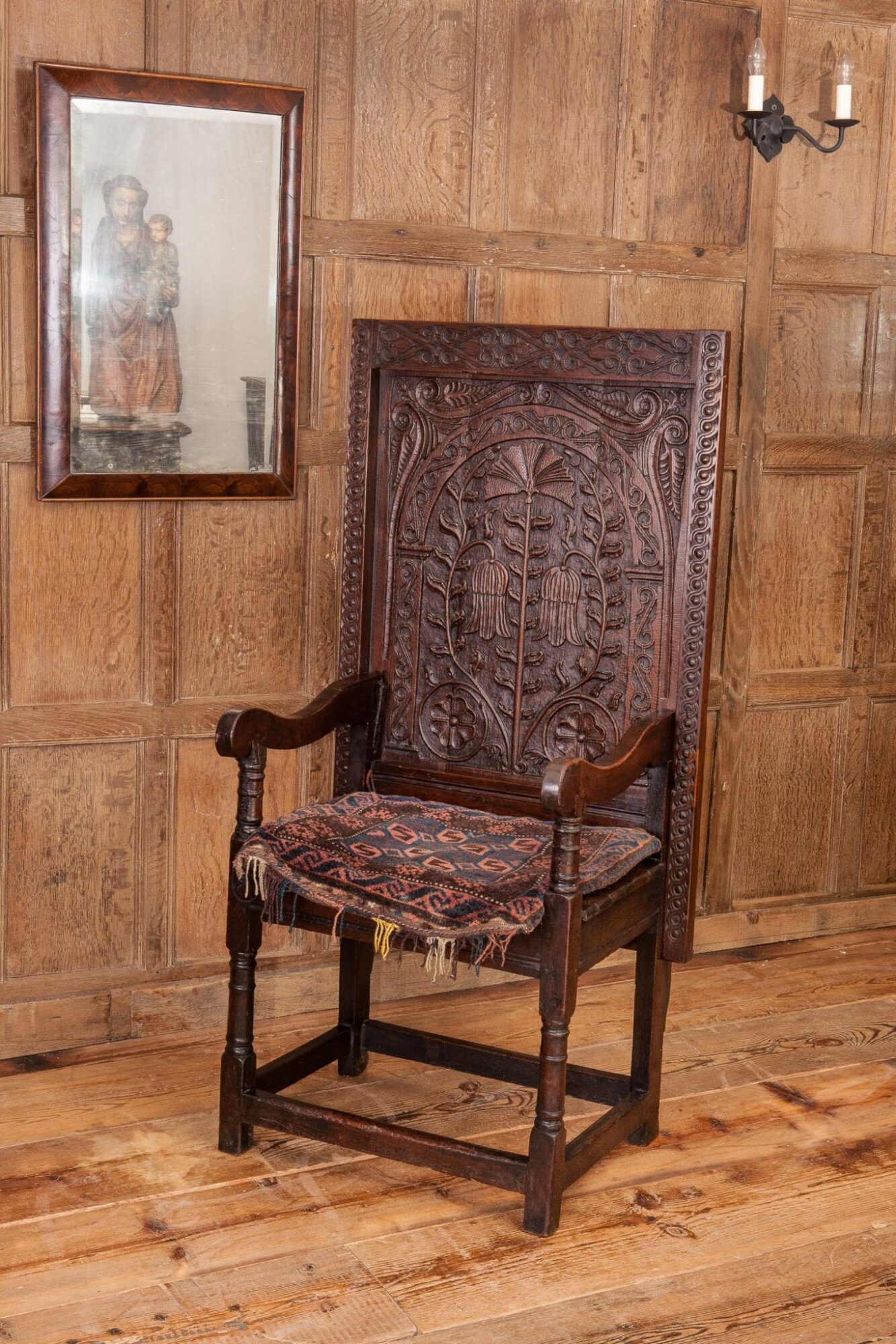 17th century carved oak chair table