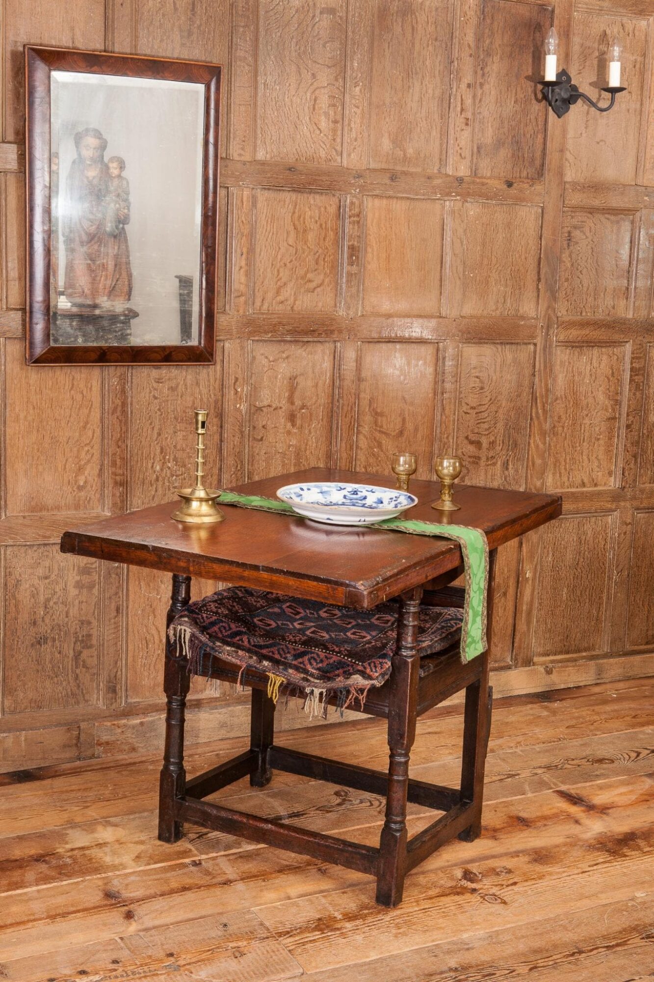 17th century carved oak chair table