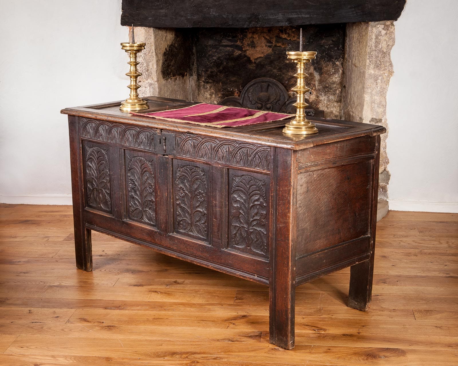 17th century oak carved chest