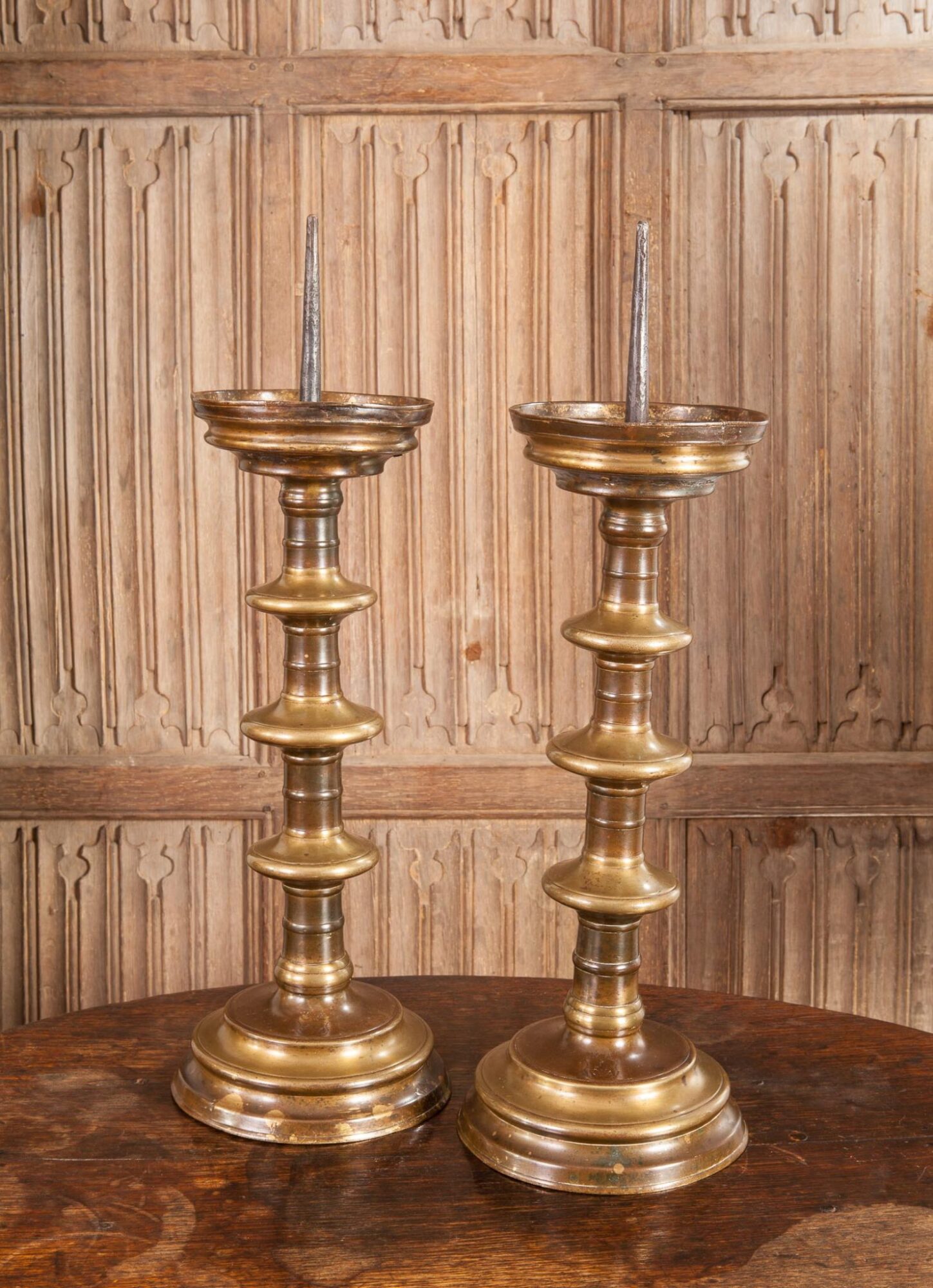 Gothic pricket candlesticks