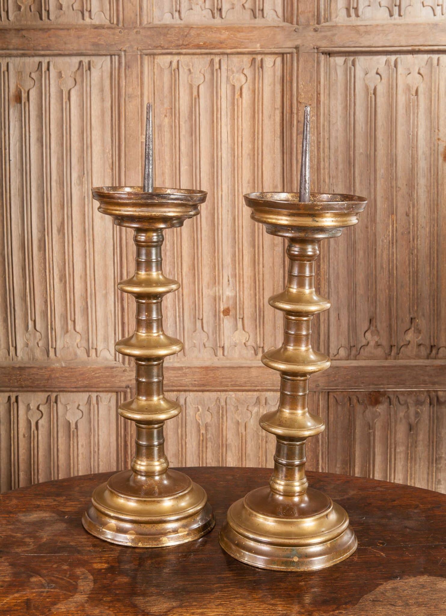 Gothic pricket candlesticks