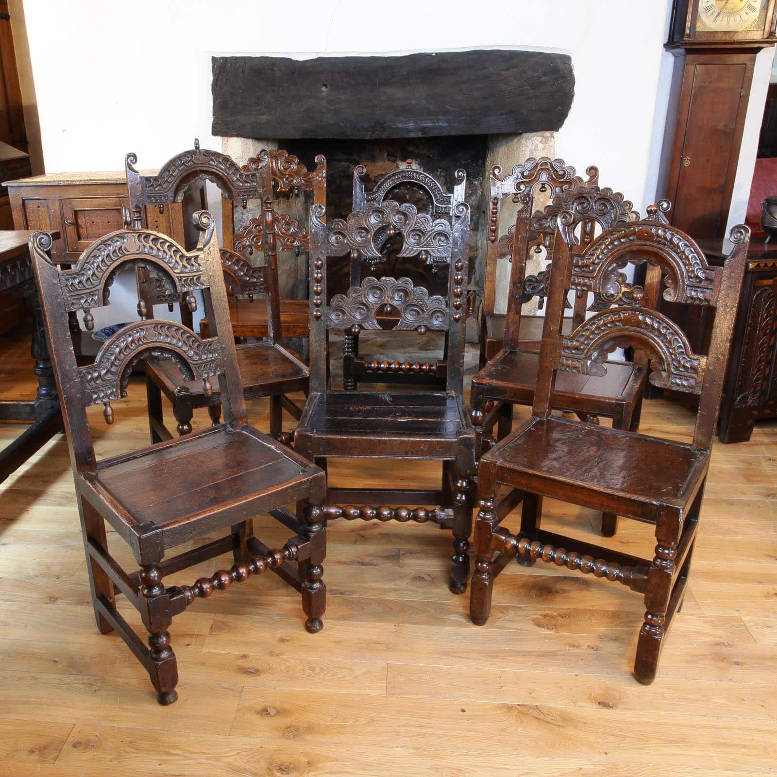 Set of Charles II Yorkshire backstools
