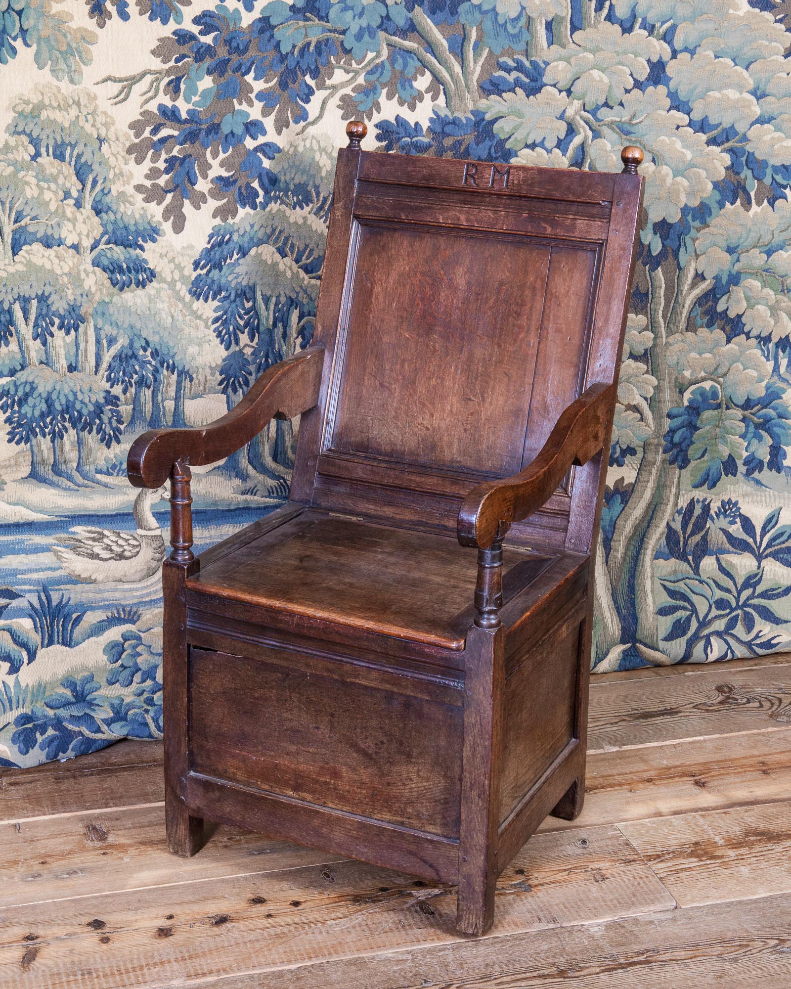 17th century oak box chair