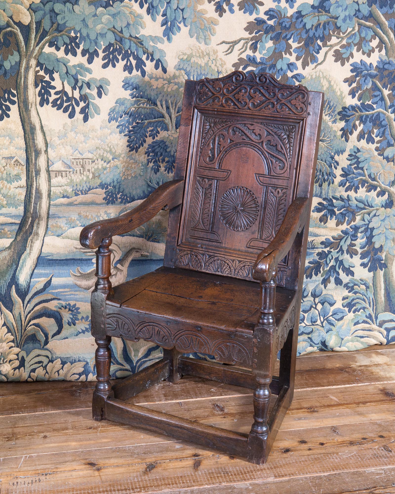 17th century joined oak armchair