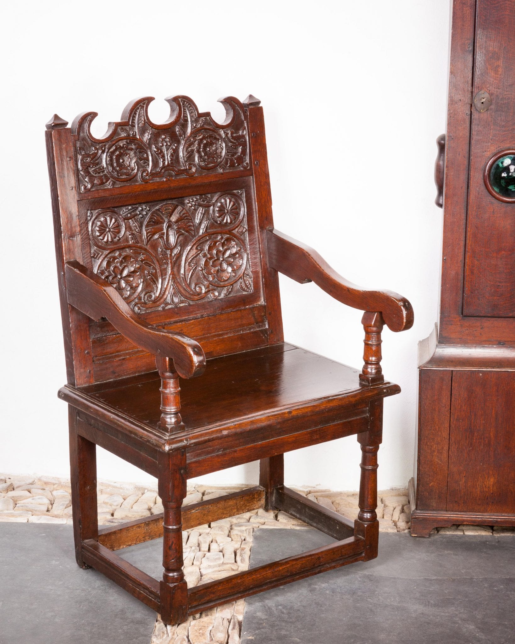 17th century joined oak armchair