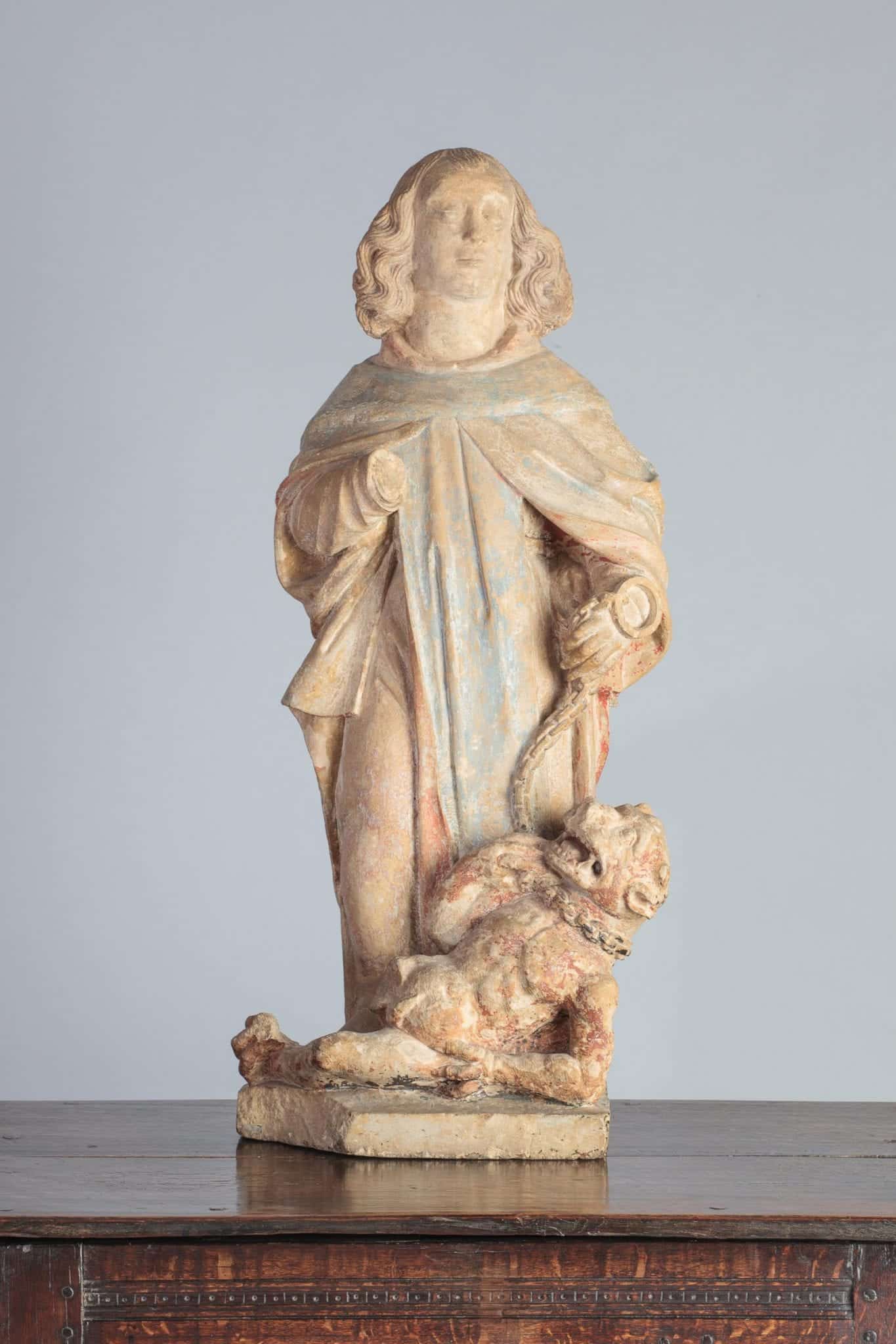 Limestone sculpture of St Michael