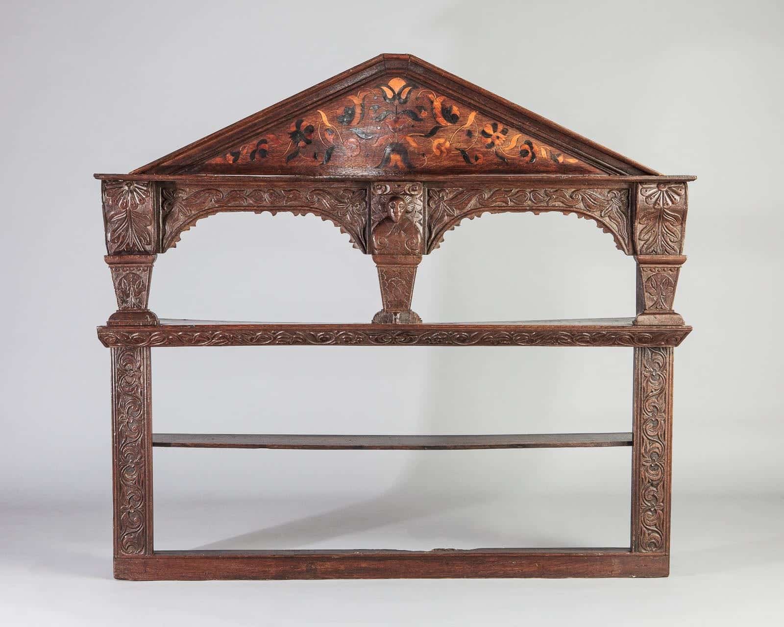 James I oak and inlaid mural cupboard