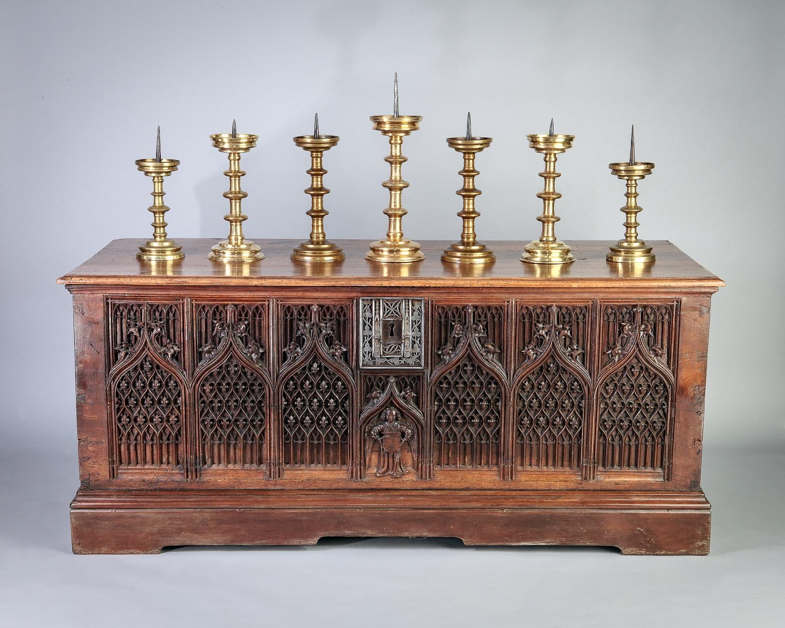Gothic carved walnut chest