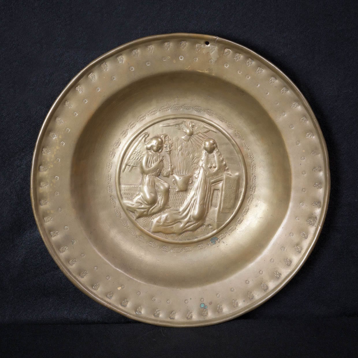 Early 16th century brass alms dish