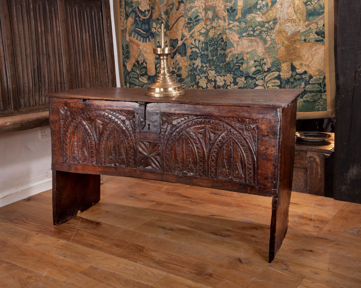 Henry VIII carved oak chest