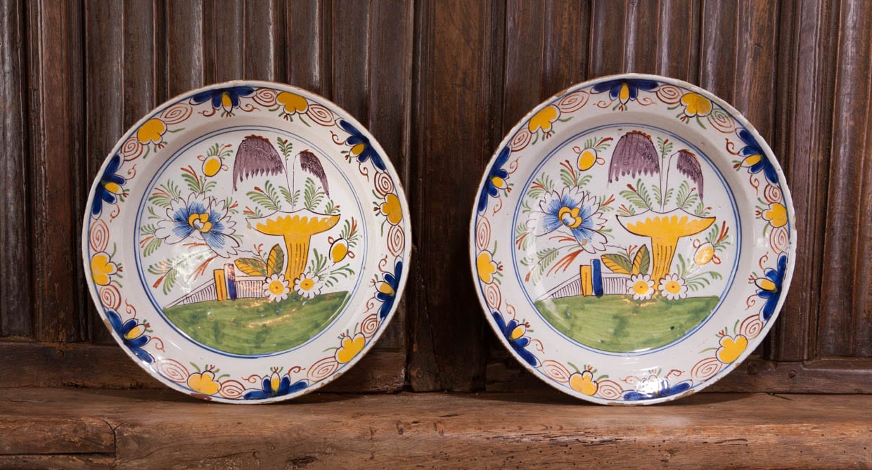 18th century polychrome plates