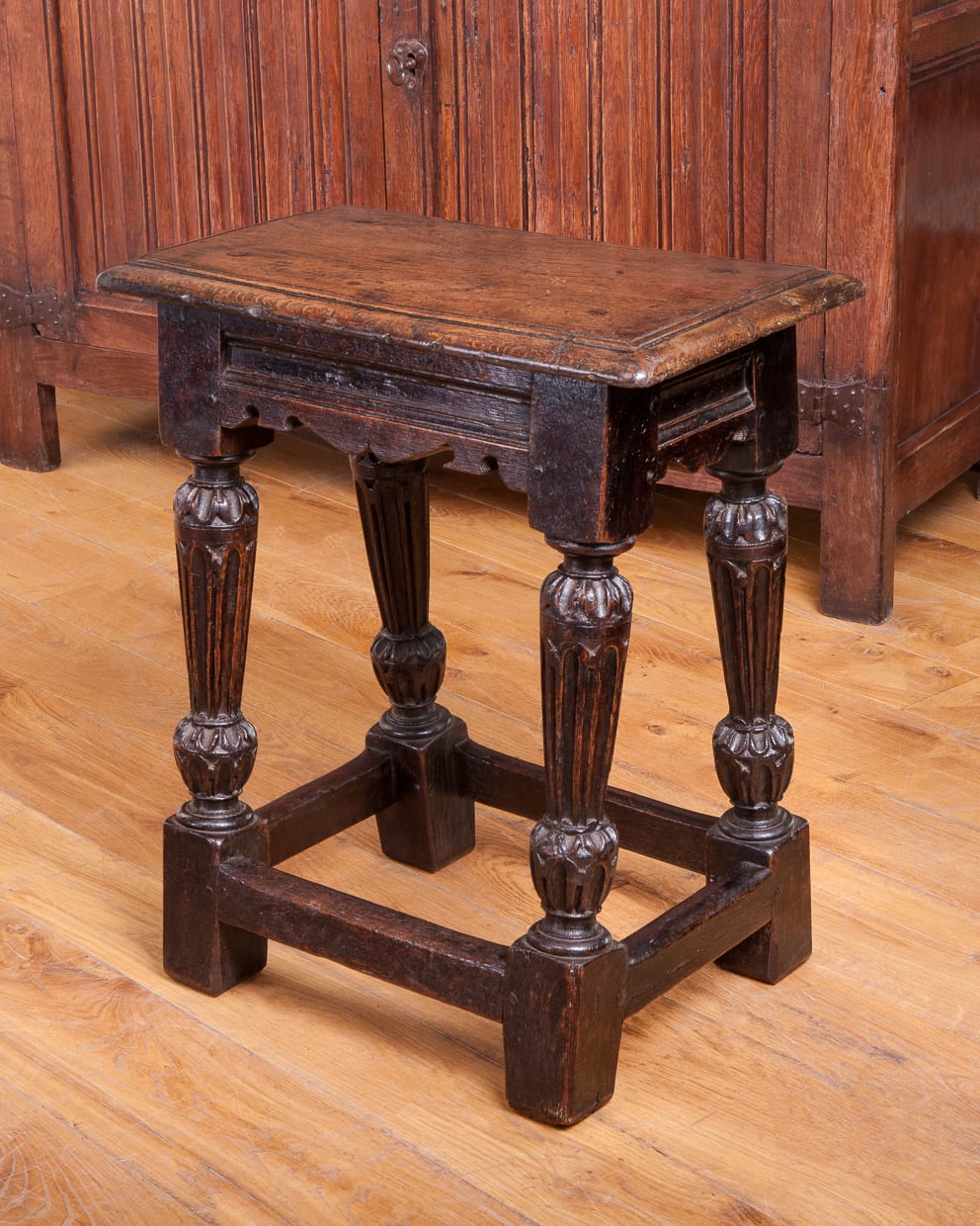 Elizabeth I carved oak stool