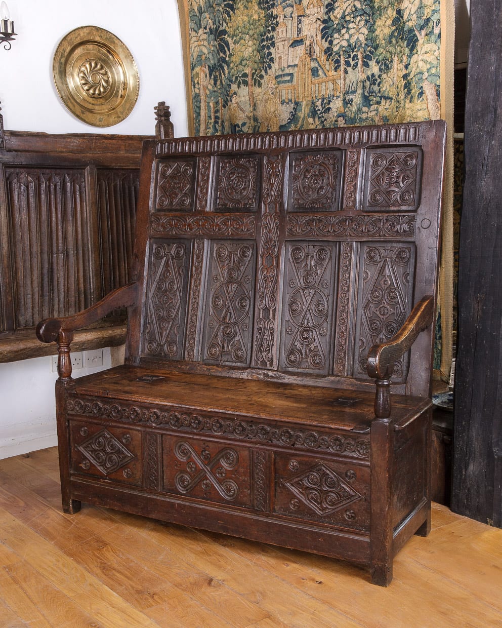 17th century joined oak settle