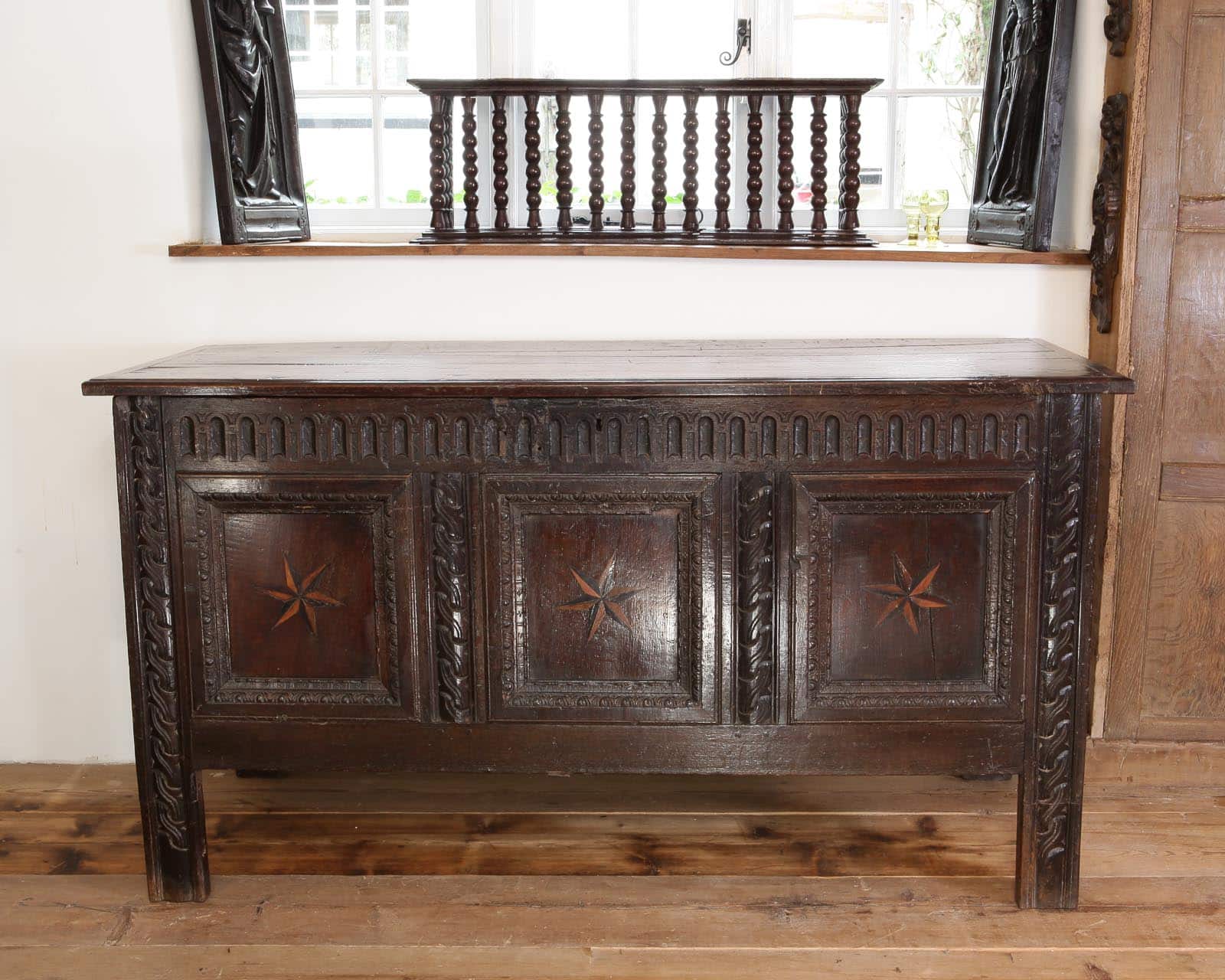 James I oak carved chest