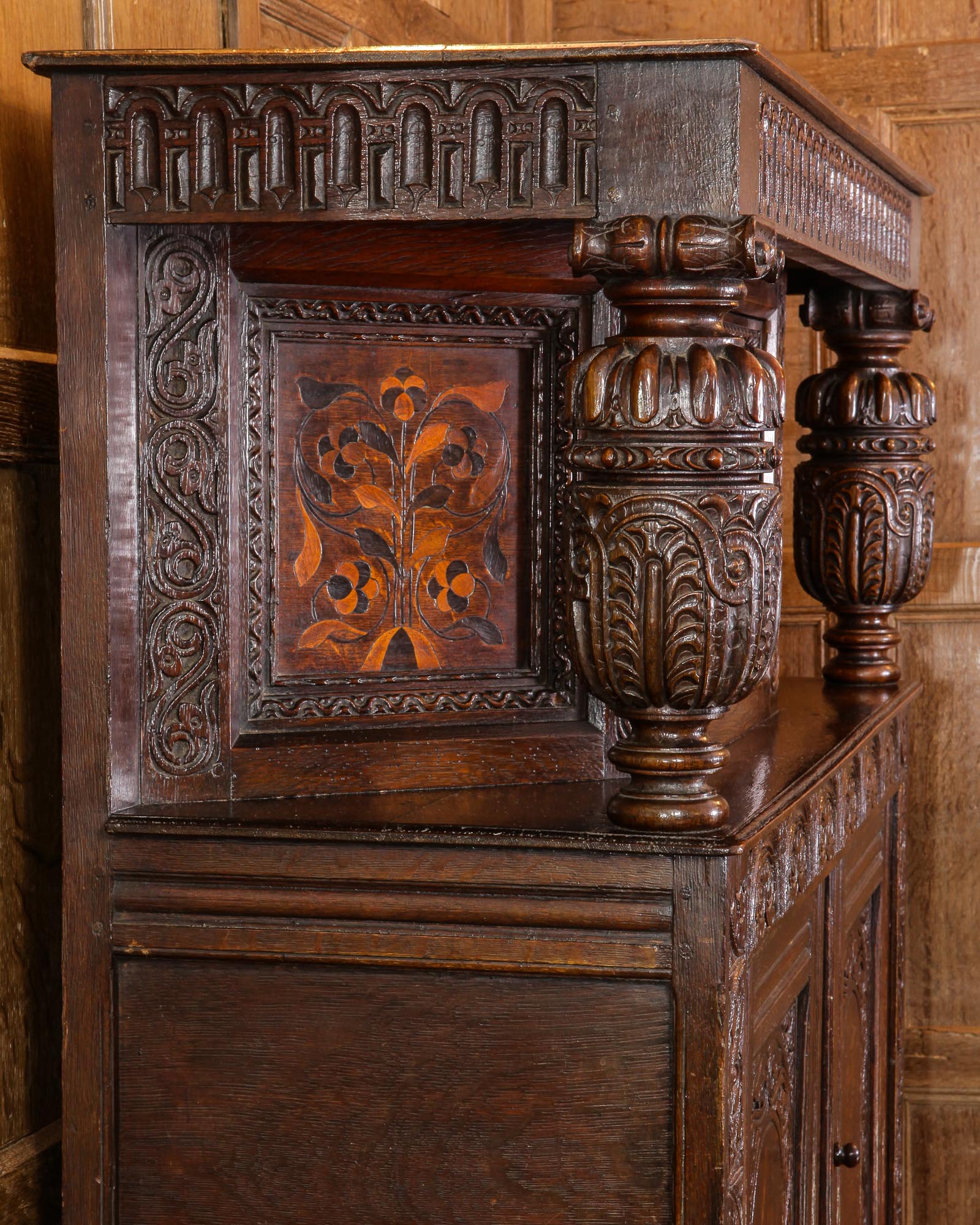 James I joined oak press cupboard