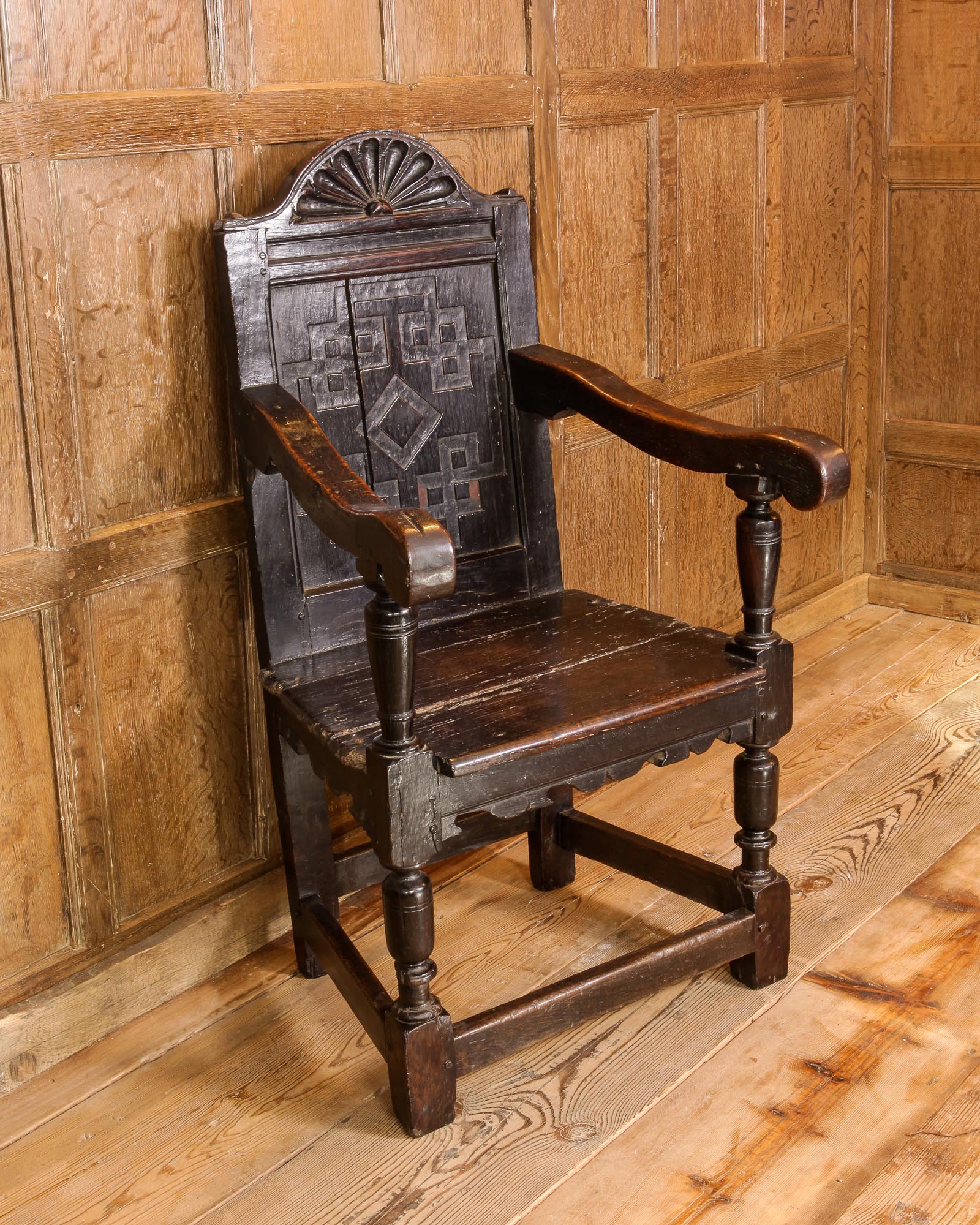 Elizabeth I joined oak armchair