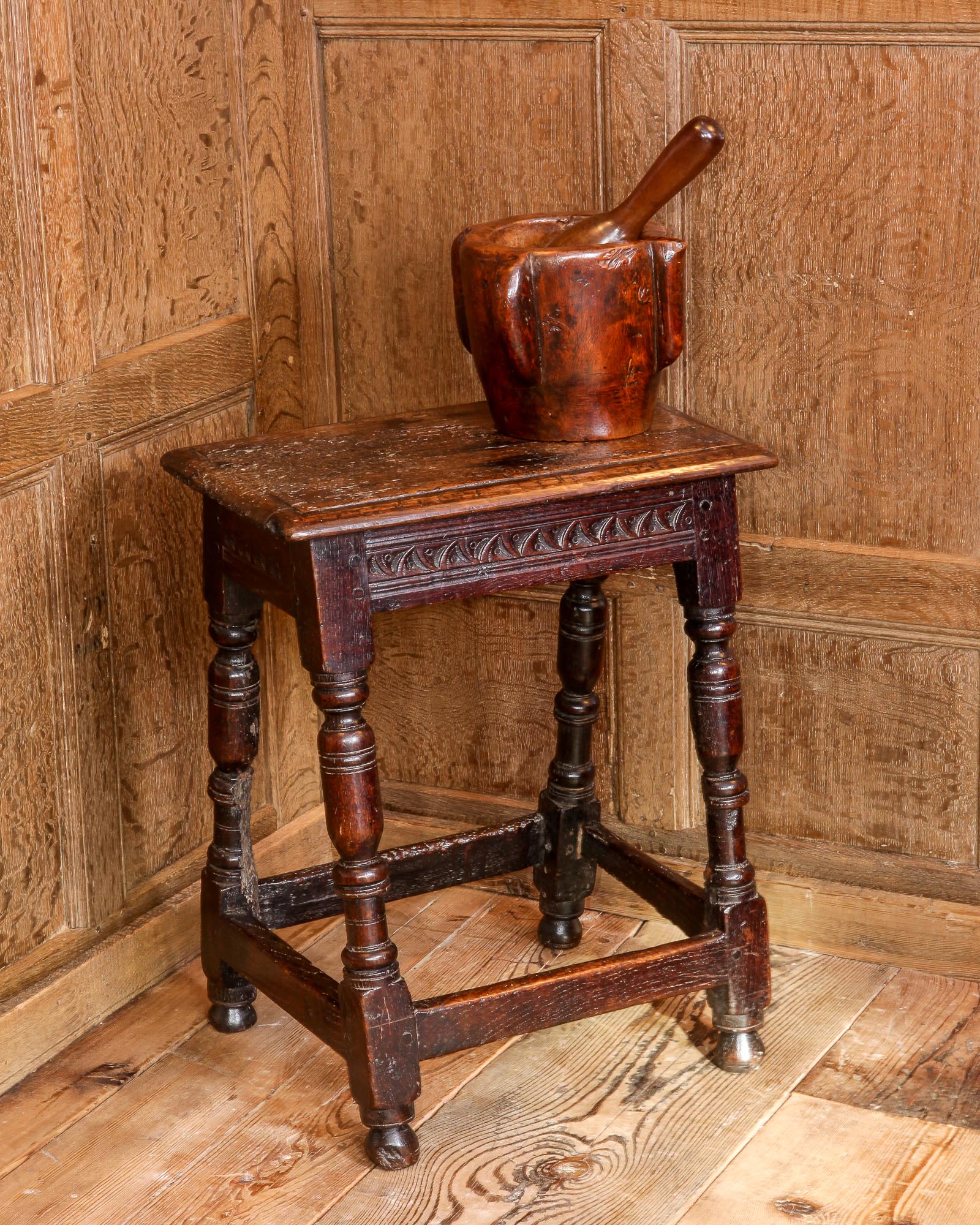 17th century joined oak stool
