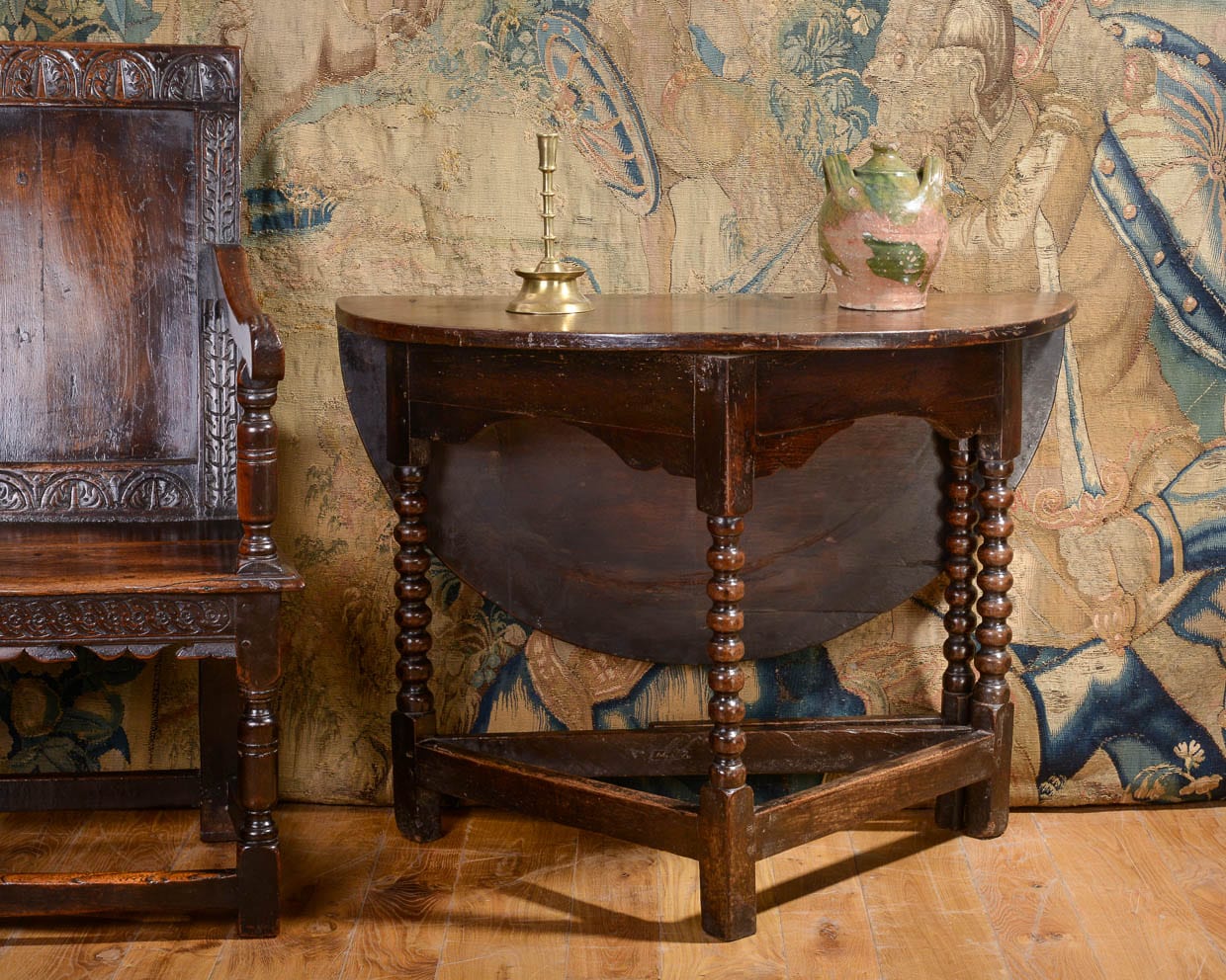 Charles II oak folding table