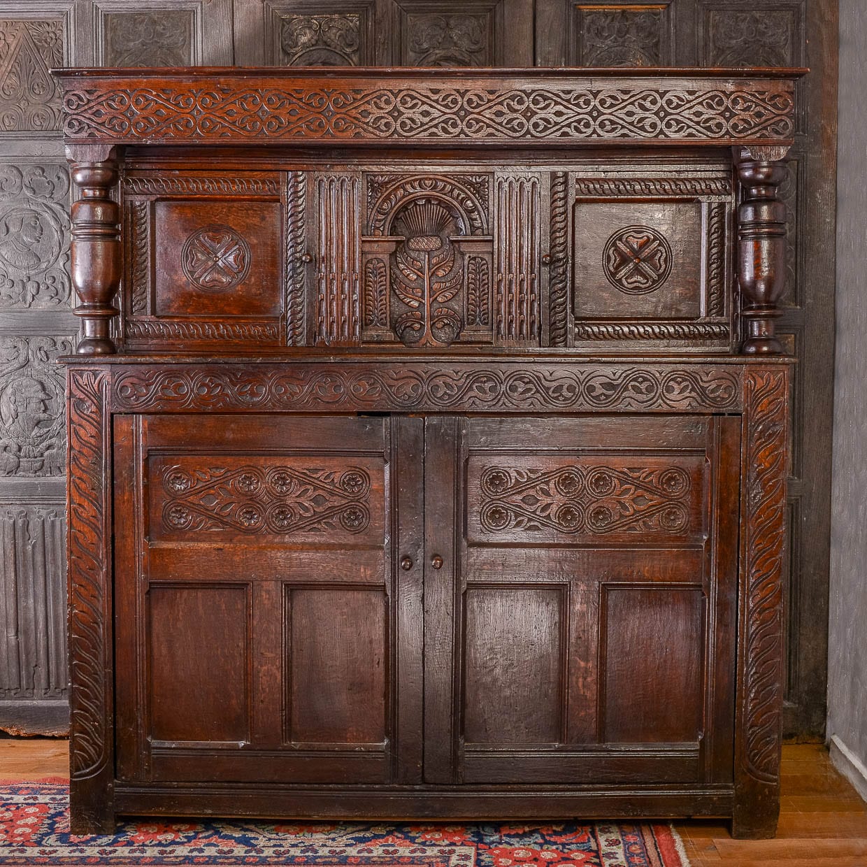 Charles I oak press cupboard