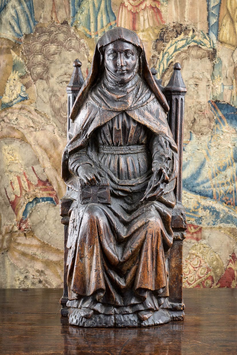 Gothic sculpture of St Catherine seated