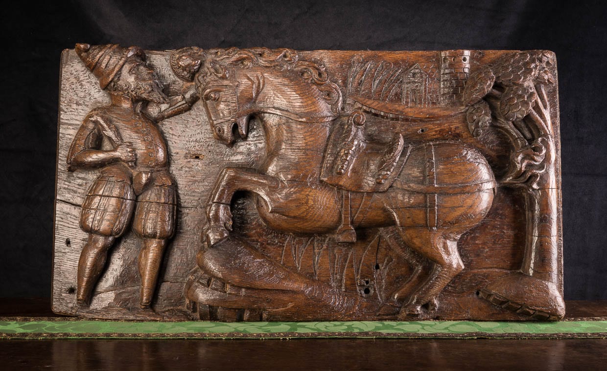 16th century carved oak panel