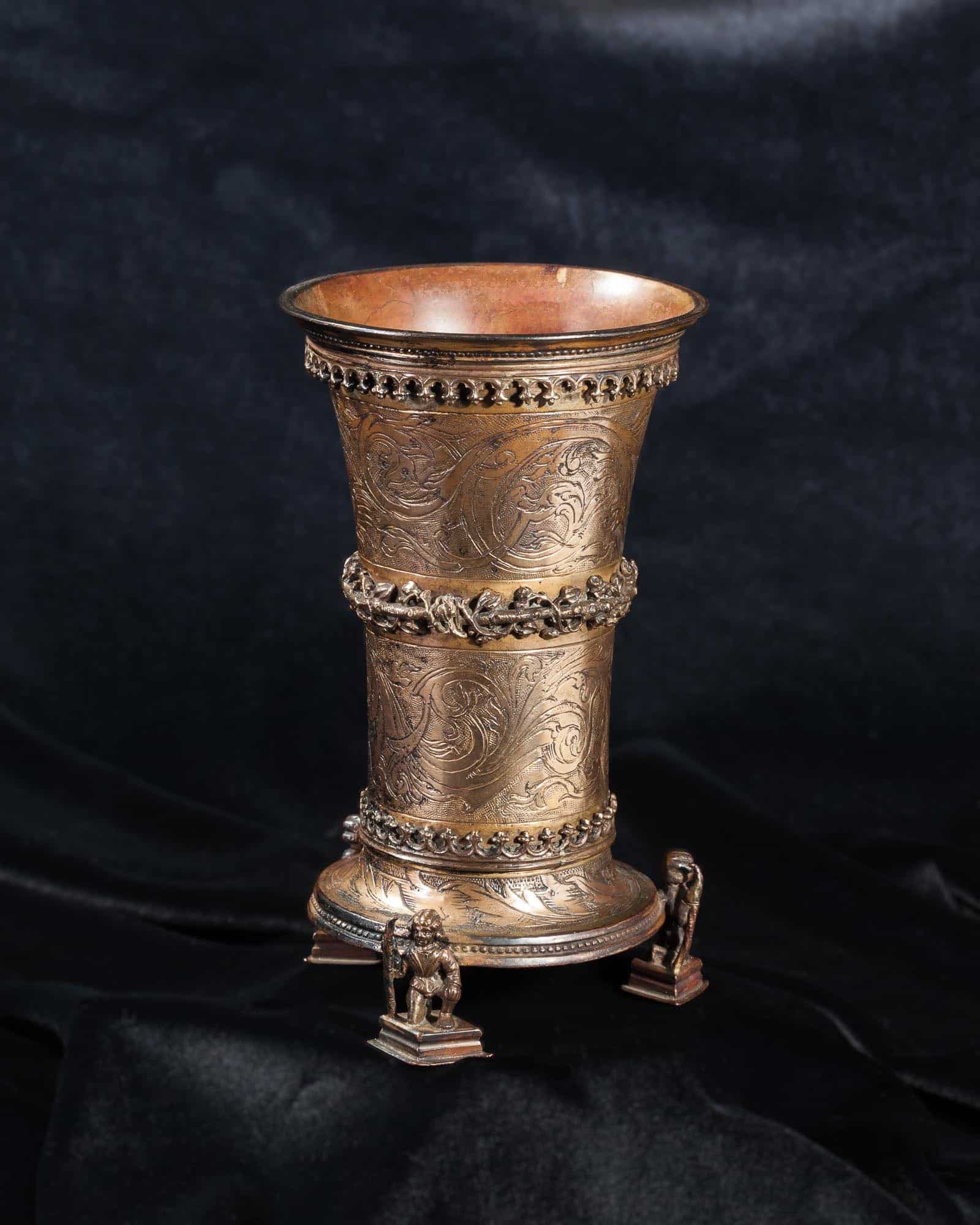 Late 15th century copper gilt beaker