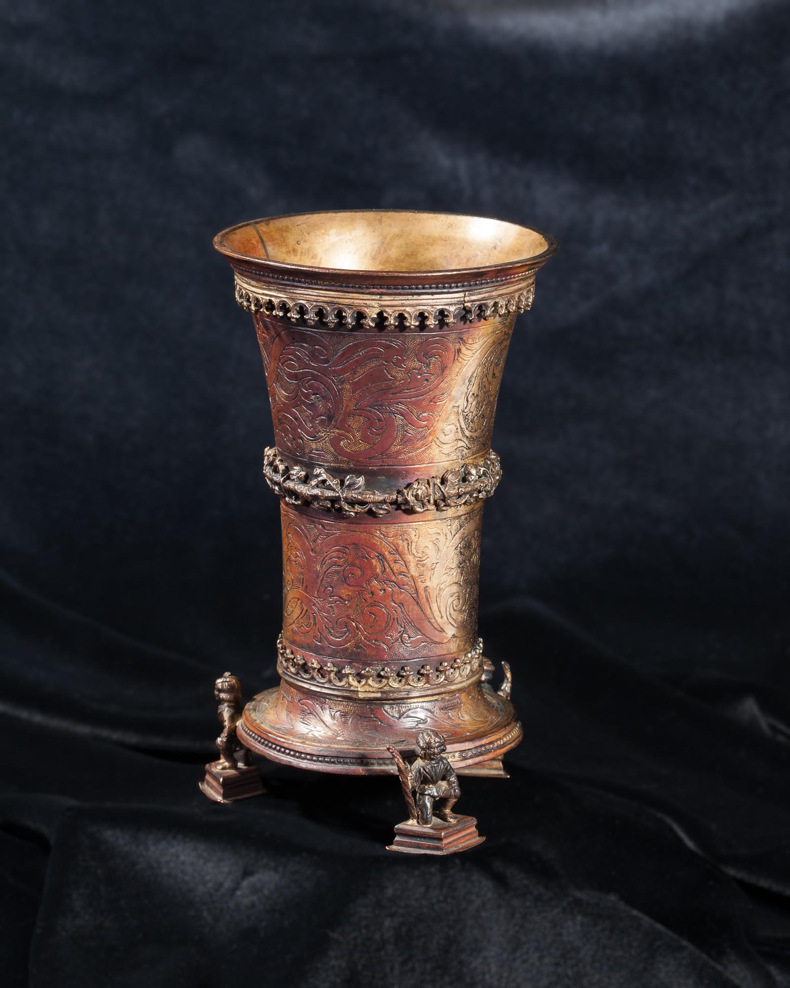 Late 15th century copper gilt beaker