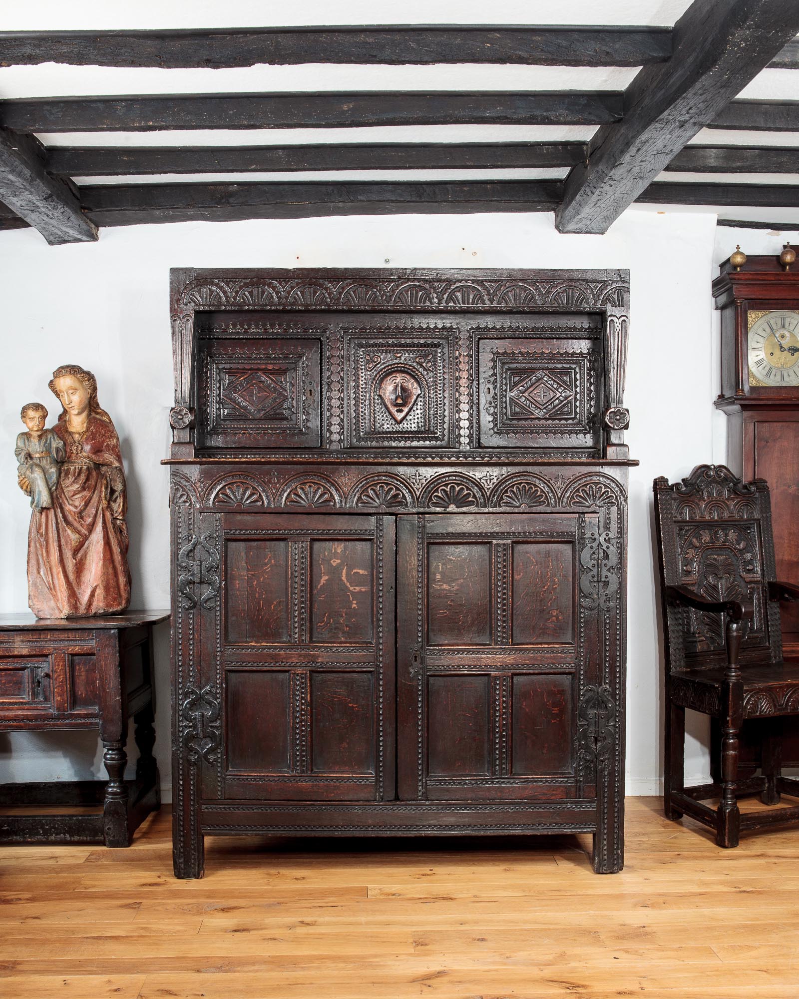 Charles I joined oak press cupboard