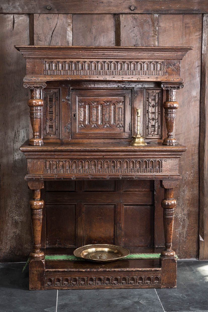 Elizabeth I oak carved livery cupboard