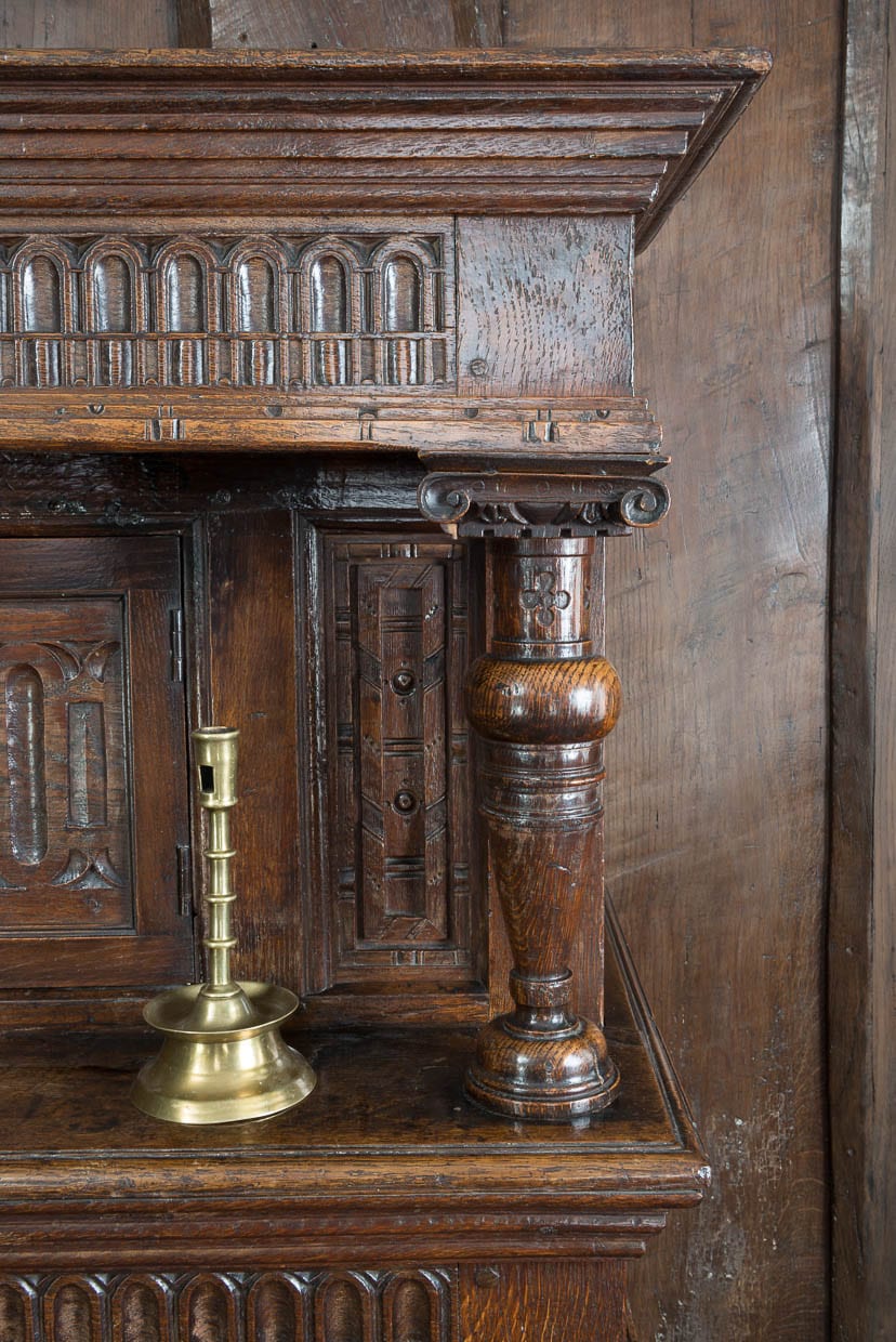Elizabeth I oak carved livery cupboard