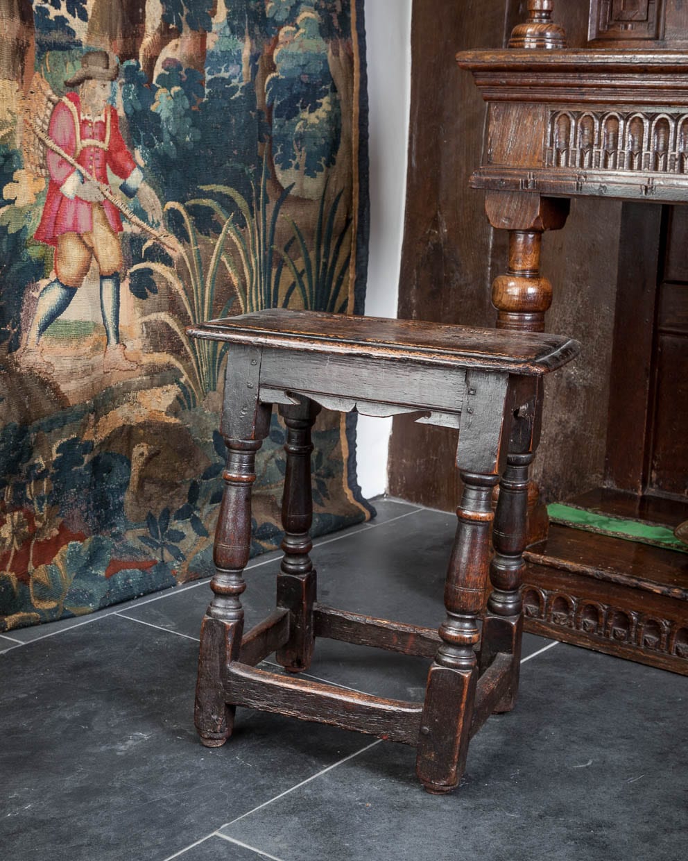 17th century joined oak stool