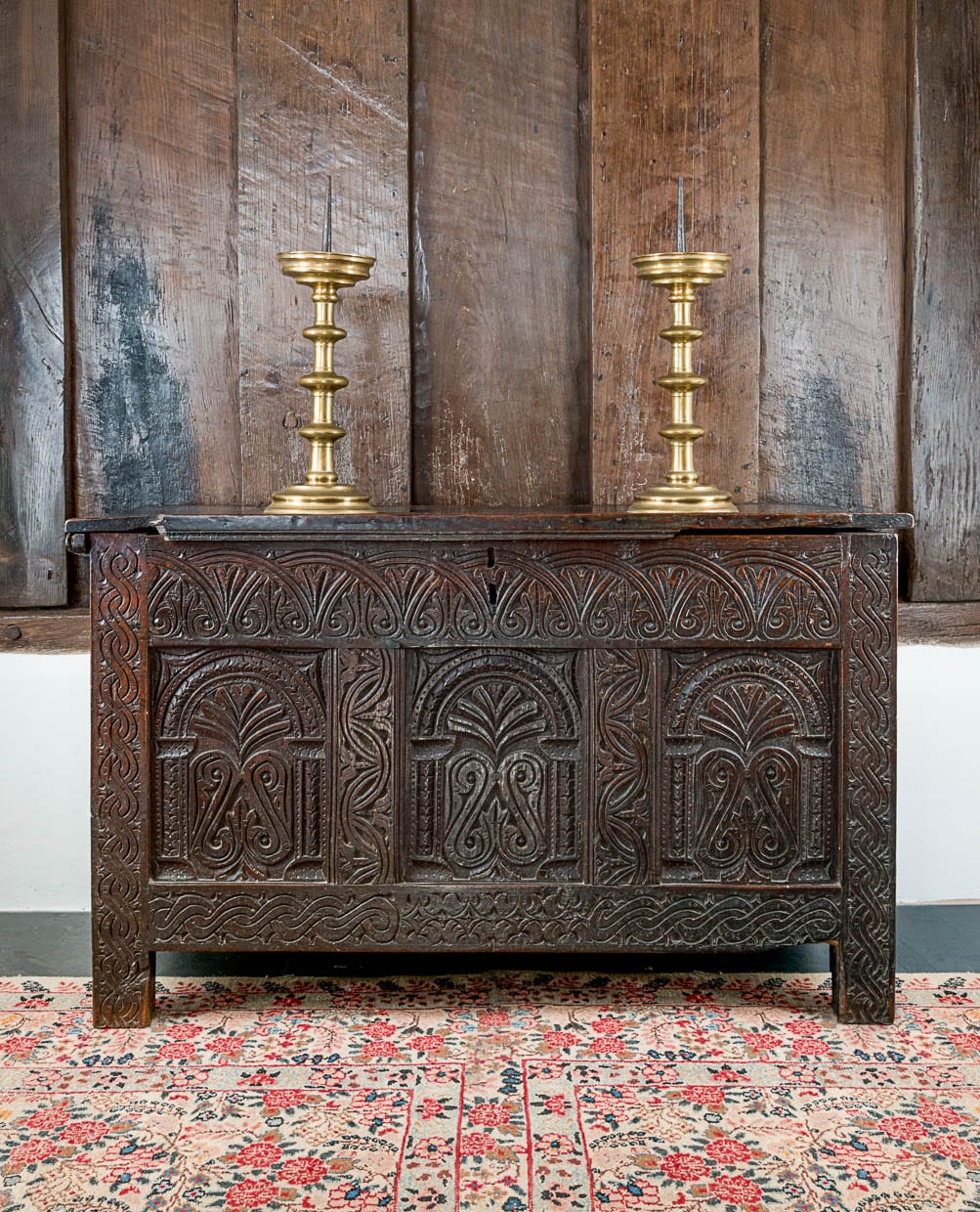 Charles I oak carved chest