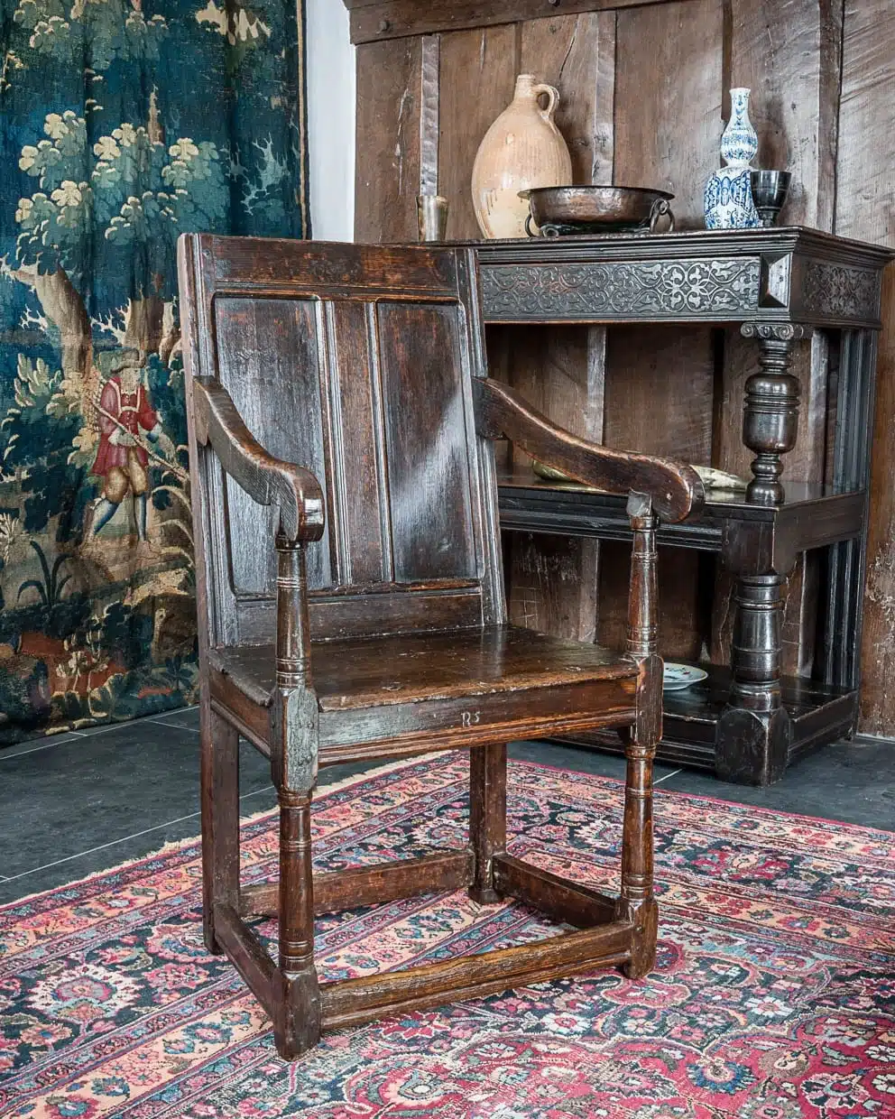Charles II joined oak armchair