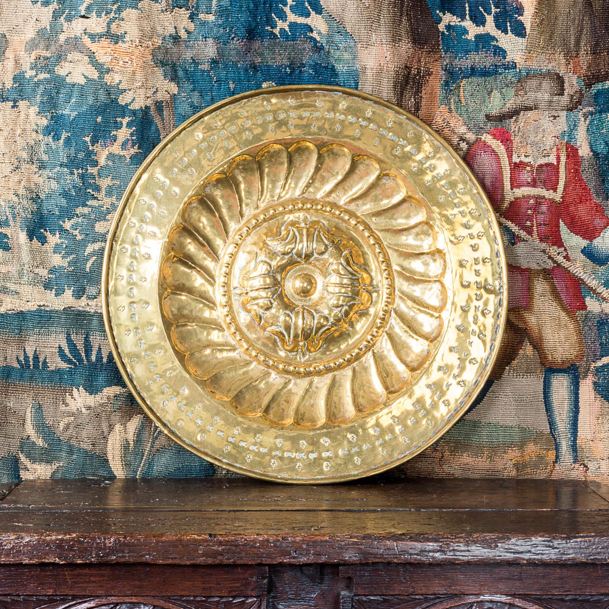 17th century brass alms dish