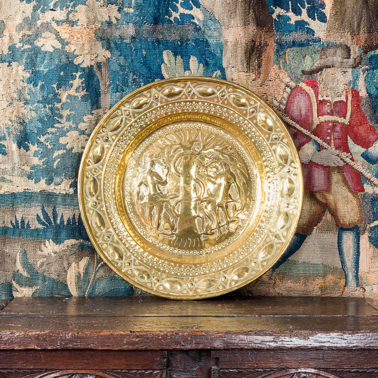 17th century brass alms dish