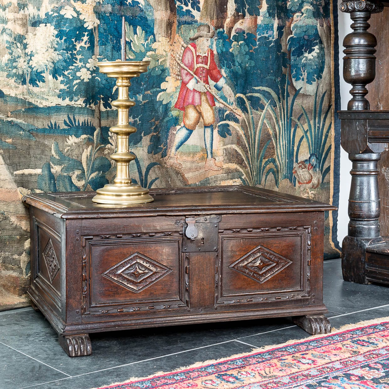 Charles I oak carved box