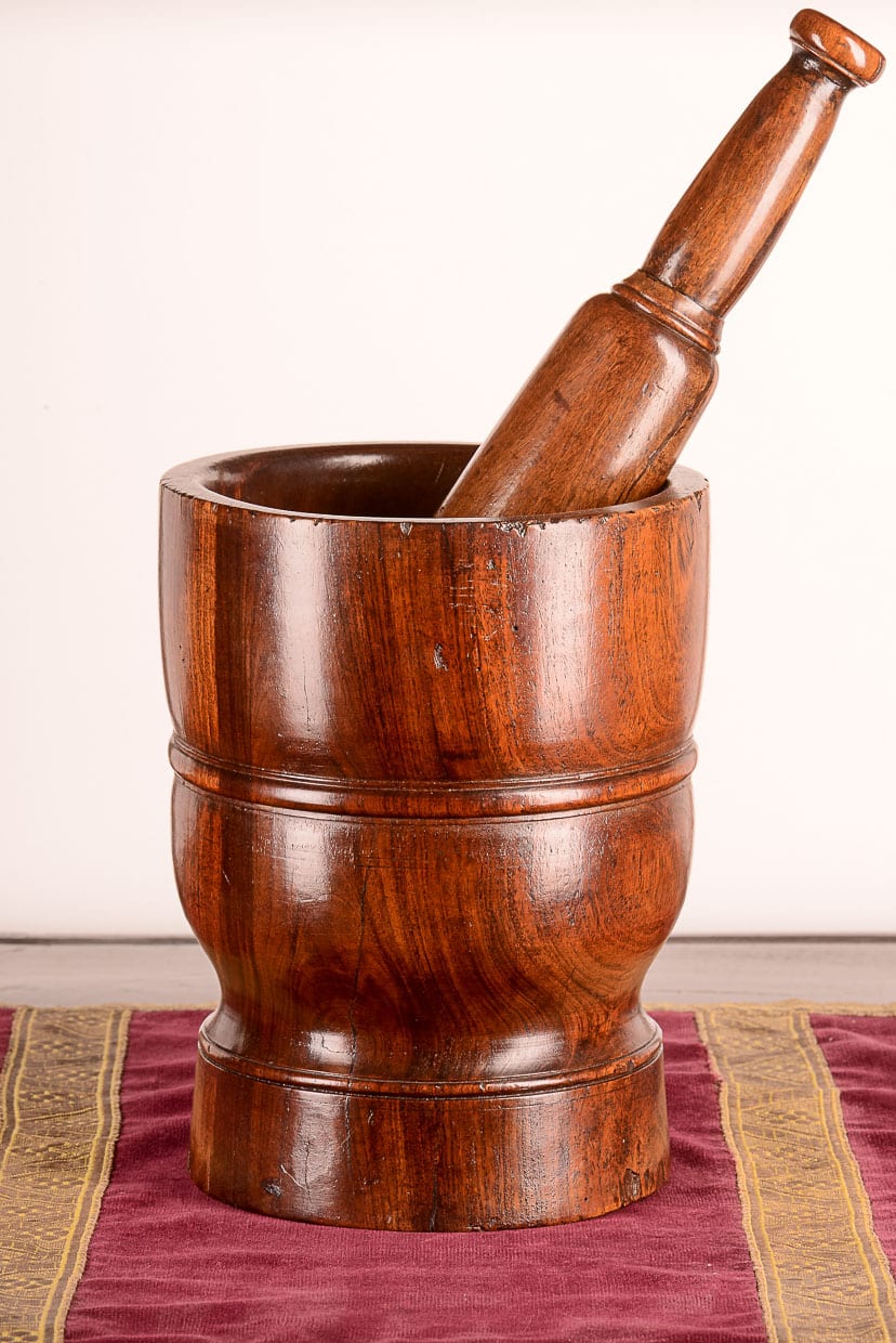 Charles II lignum vitae mortar and pestle